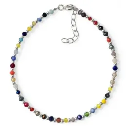 Pulsera en Plata de Ley 925m con 17 cm. y piedras de color de 2.5 mm.