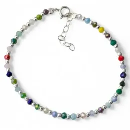 Pulsera en Plata de Ley 925m 17 cm. con bolas lisas de 2.5 mm. y pied