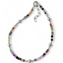 Pulsera en Plata de Ley 925m 17 cm. con bolas lisas de 2 mm. y 4 mm.