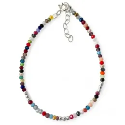 Pulsera en Plata de Ley 925m 17 cm. con bolas lisas de 2.5 mm. y pied