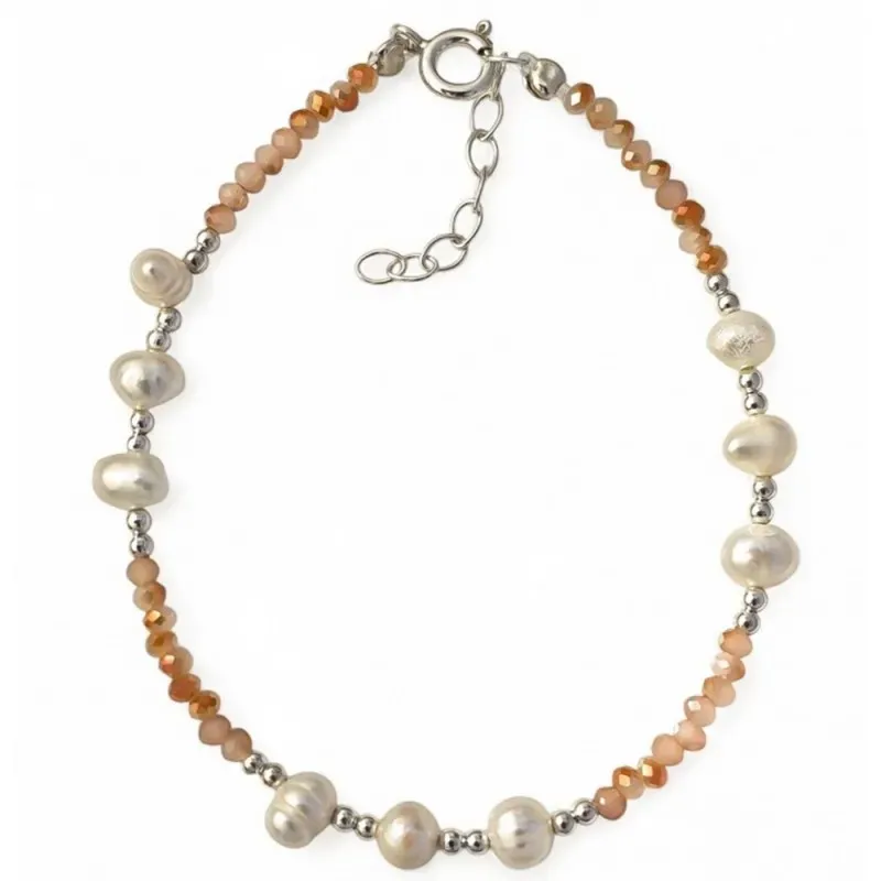 Pulsera en Plata de Ley 925m 17 cm. con piedras color 2.5 mm. con 9 p