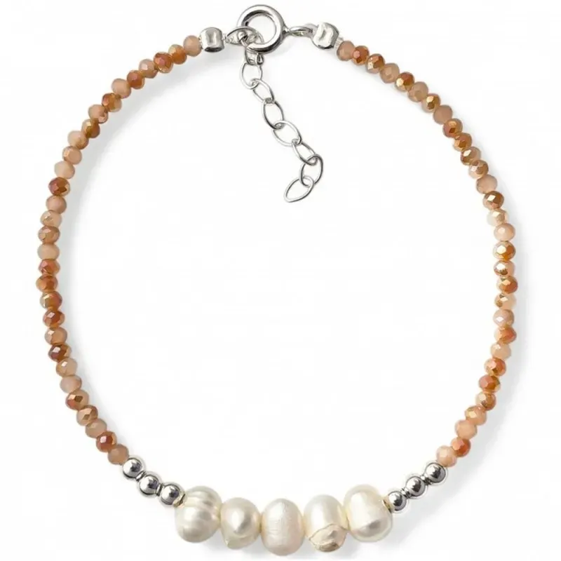 Pulsera en Plata de Ley 925m 17 cm. con piedras color 2.5 mm. con 9 p
