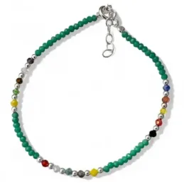Pulsera en Plata de Ley 925m con 17 cm. piedras color verde combinada