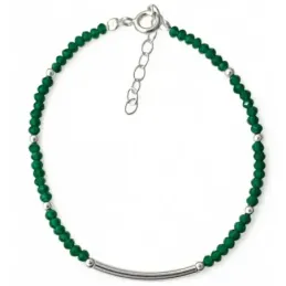 Pulsera Plata de Ley 925m 17 cm. piedras color verde 2.5 mm. combinad