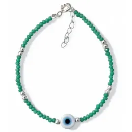 Pulsera en Plata de Ley 925m con 17 cm. Ojo turco de 8 mm. piedras ve