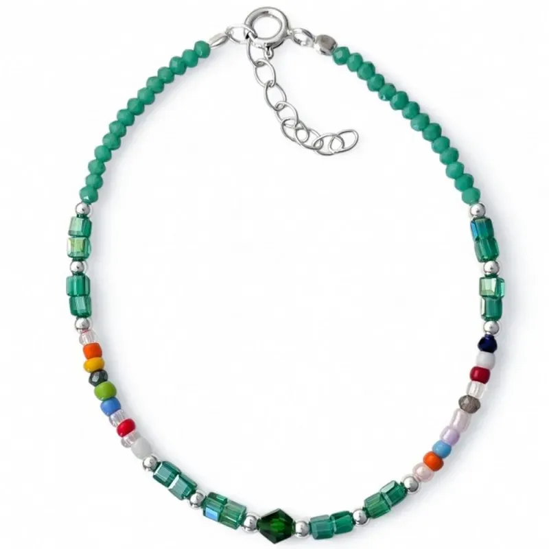 Pulsera Plata de Ley 925m con 17 cm. piedras de colores combinados 2.