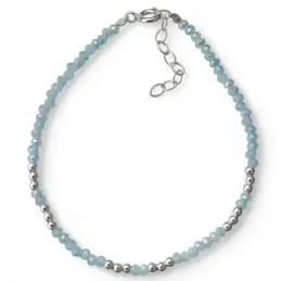 Pulsera Plata de Ley 925m con 17 cm. piedras de color azul 2.5 mm. y