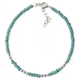 Pulsera en Plata de Ley 925m con 17 cm. y piedras azules con bolas li