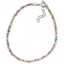 Pulsera en Plata de Ley 925m con 17 cm. y piedras de colores 2.5 mm.