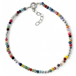 Pulsera en Plata de Ley 925m con 17 cm. y piedras de color combinadas
