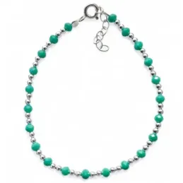 Pulsera en Plata de Ley 925m 17 cm. y piedras de colores 2.5 mm. y 4.