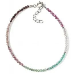 Pulsera Plata de Ley 925m 17 cm. con piedras de colores combinados y