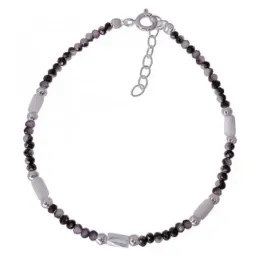 Pulsera Plata Ley 925m 17 cm. piedras de color 2.5 mm. bolas lisas de