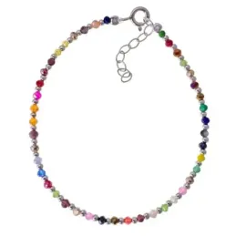 Pulsera en Plata de Ley 925m con 17 cm. y piedras de colores 2.5 mm.