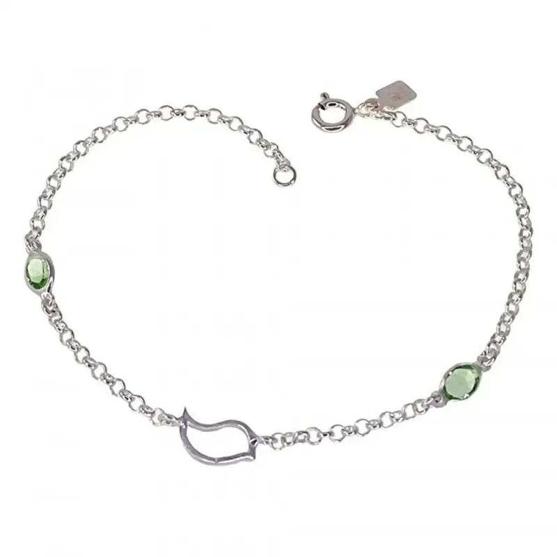 Pulsera en Plata de Ley 925m con 18.5 cm. cadena rolo detalle pájaro