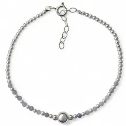 Pulsera Plata de Ley 925m con 17 cm. bolas lisas 3 mm. combinadas con