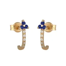Pendientes oro 18k mujer 12.7 mm. zafiros combinados 10 diamantes 0.0