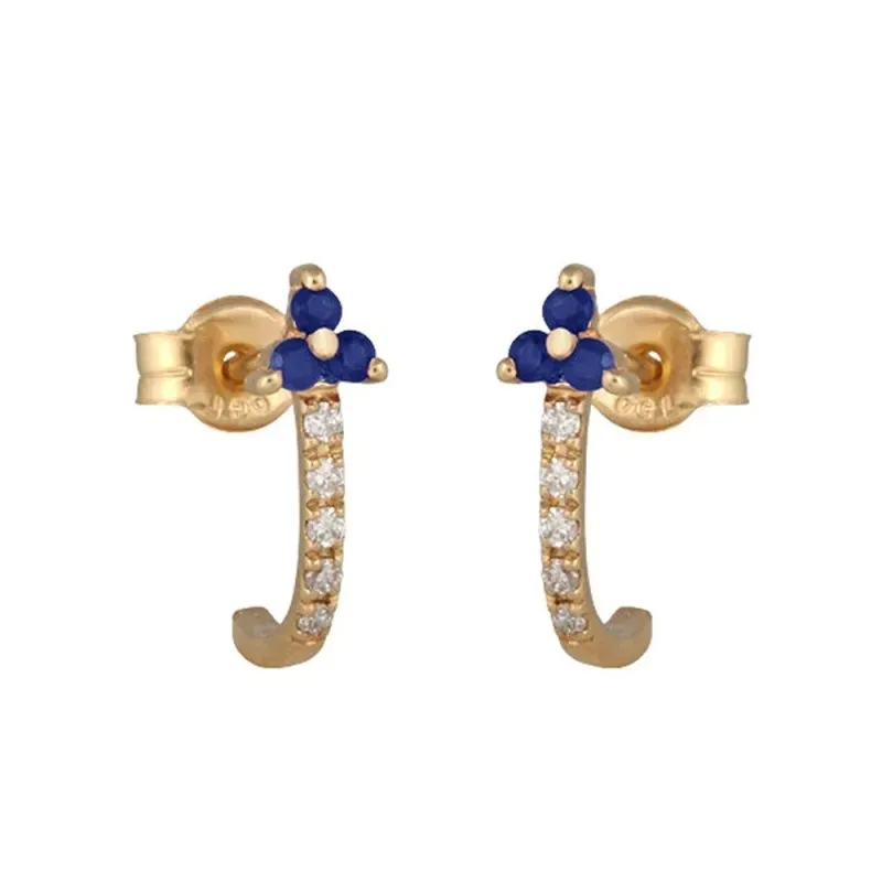 Pendientes oro 18k mujer 12.7 mm. zafiros combinados 10 diamantes 0.0