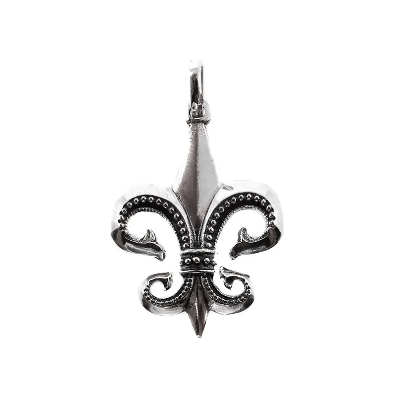 Flor de Lis colgante plata Ley 925m unisex 32 mm. macizo