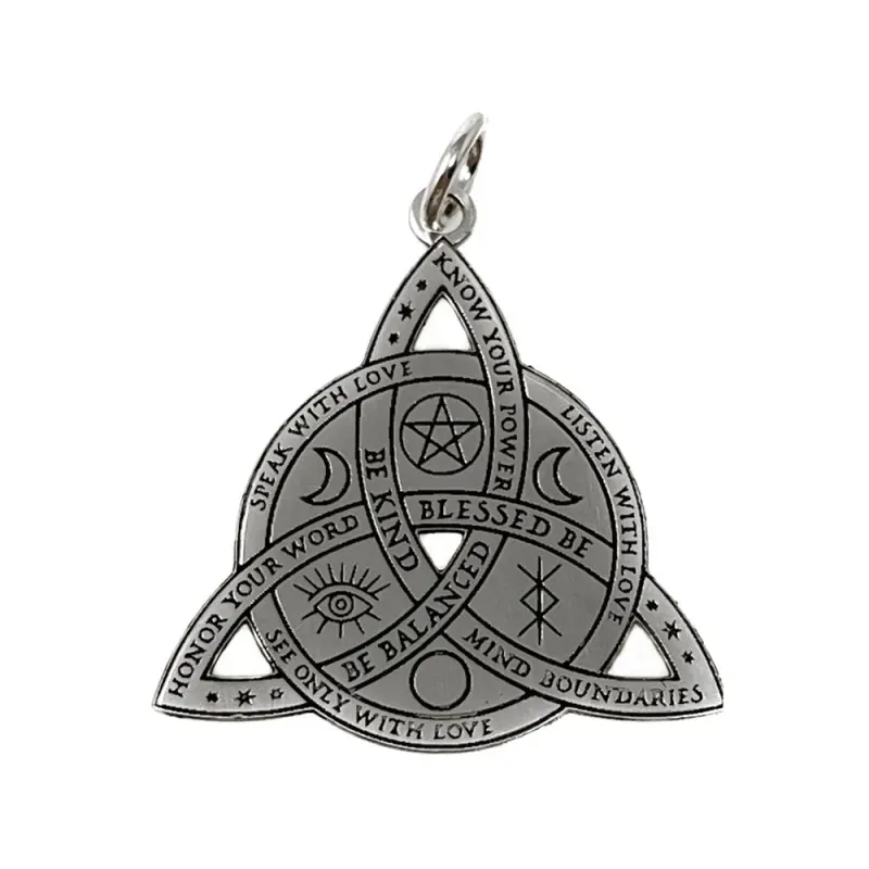 Triqueta Wicca Colgante Plata Ley 925m Triple Diosa 27 mm. Nudo Buena