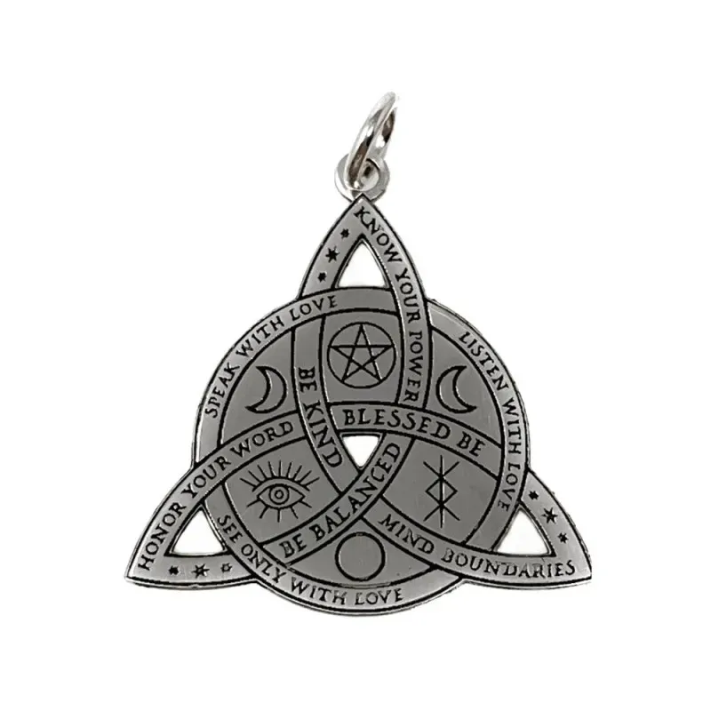 Triqueta Wicca Colgante Plata Ley 925m Triple Diosa 27 mm. Nudo Buena