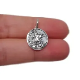 San Miguel medalla plata ley 925m unisex 14 mm. maciza detalles talla