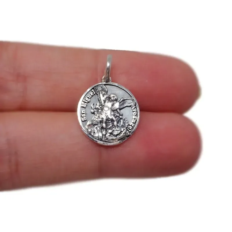 San Miguel medalla plata ley 925m unisex 14 mm. maciza detalles talla