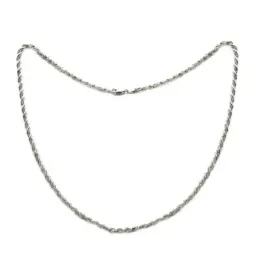 Cordón salomónico plata Ley 925m cadena 60 cm. hueco ancho 4 mm.  mos
