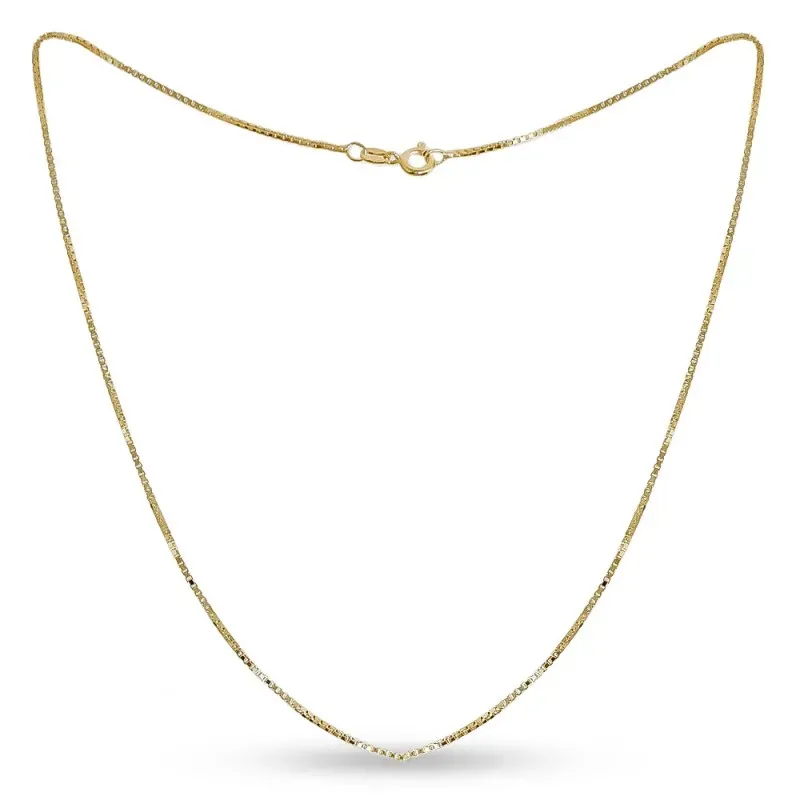 Cadena Veneciana en Plata de Ley 925m chapada en oro de 45 cm. ancho