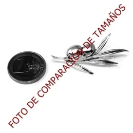 Alfiler plata Ley 925m motivo aceitunas rama [AB4919]