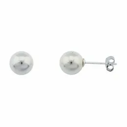 Pendientes plata Ley perla Shell 8 cierre presión [5201]