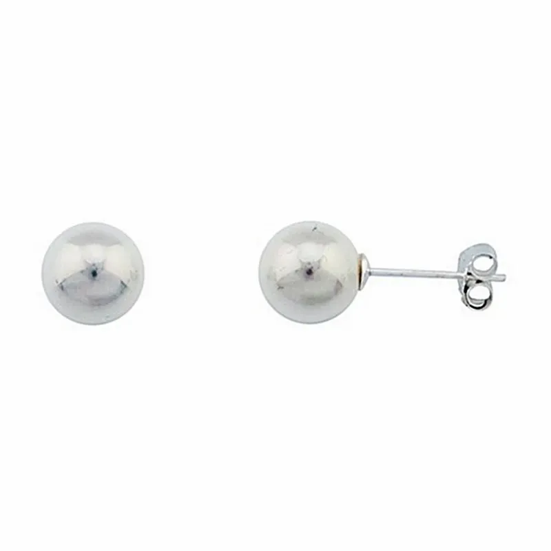 Pendientes plata Ley perla Shell 8 cierre presión [5201]