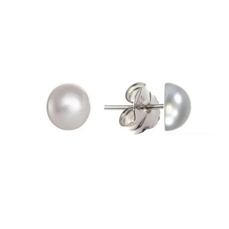 Pendientes plata Ley 925m media perla sintética 10mm. [AB1135]