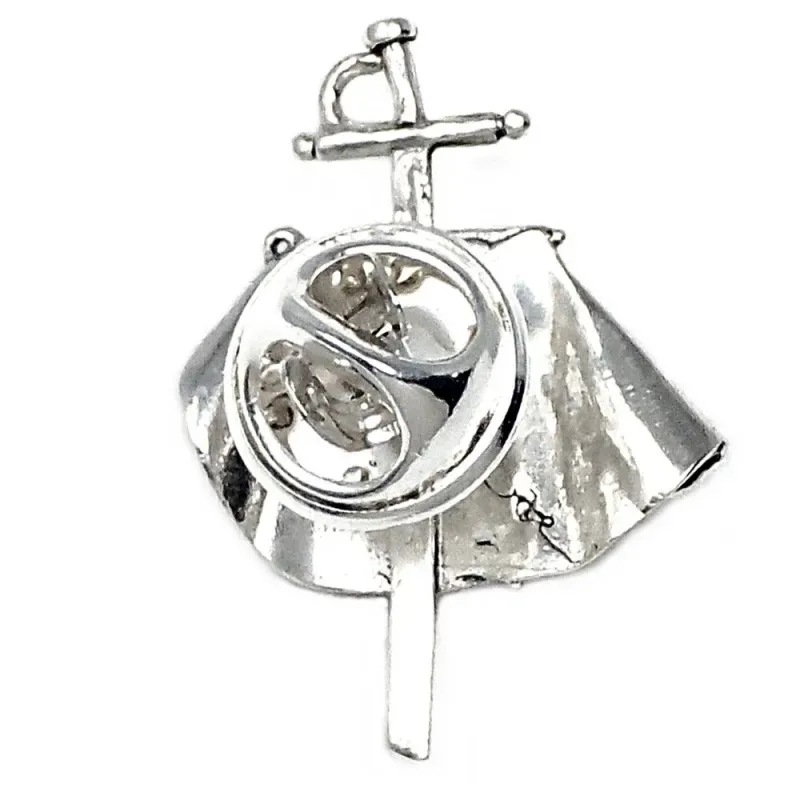 Pin plata Ley 925m capote Cristo El Protector [AB4907]