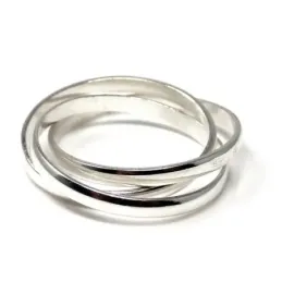 Sortija plata Ley 925m triple alianza enlazada ancho 2mm. cada una lisa [AC1659]