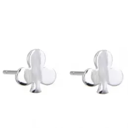 Pendientes mini plata Ley 925m par trébol 6mm. mujer cierre presión