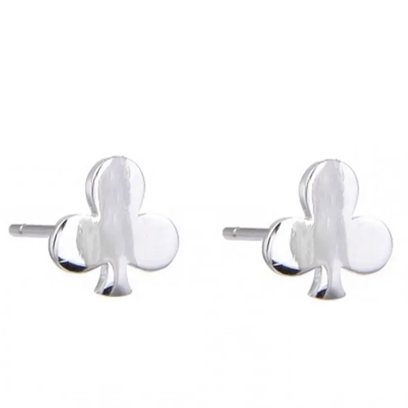 Pendientes mini plata Ley 925m par trébol 6mm. mujer cierre presión