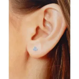 Pendientes mini plata Ley 925m par trébol 6mm. mujer cierre presión