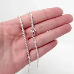 Cadena plata Ley 925m cordón 50cm. macizo ancho 2.5mm. liso cierre mo