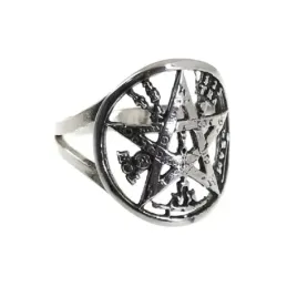 Sortija plata Ley 925m unisex tetragramatón calado