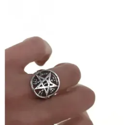 Sortija plata Ley 925m unisex tetragramatón calado