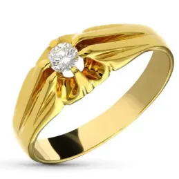 Solitario oro 18k mujer diamante 0.20ct. centro garras detalles later