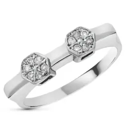 Solitario oro blanco 18k mujer 12 diamantes brillantes 0.012ct.