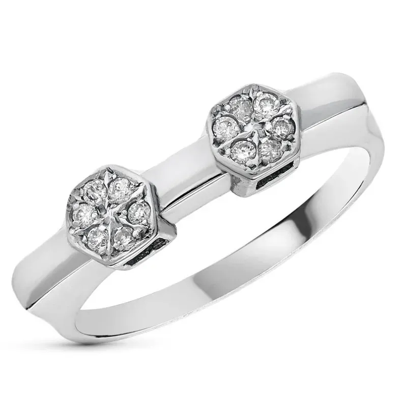 Solitario oro blanco 18k mujer 12 diamantes brillantes 0.012ct.
