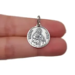 Santa Ana medalla plata Ley 925m unisex 17 mm. maciza detalle bisel