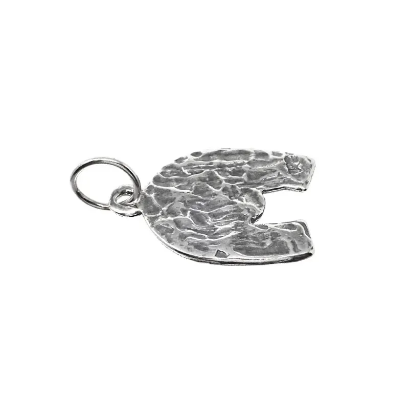 Herradura colgante plata Ley 925m amuleto 22 mm. detalle trébol centr