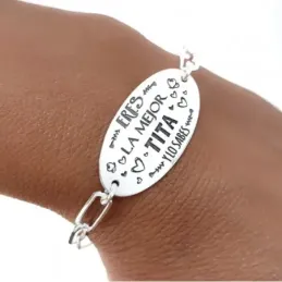 Pulsera plata Ley 925m mujer 18 cm. cadena forzada alargada detalle c