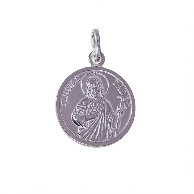 San Judas Tadeo medalla plata Ley 925m colgante 17 mm. lisa cerco