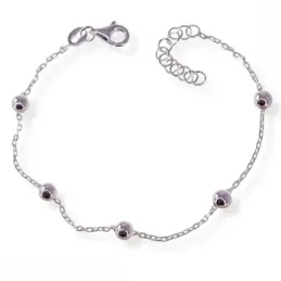Pulsera plata Ley 925m mujer 16.5 cm. cadena forzada detalle bolas 4