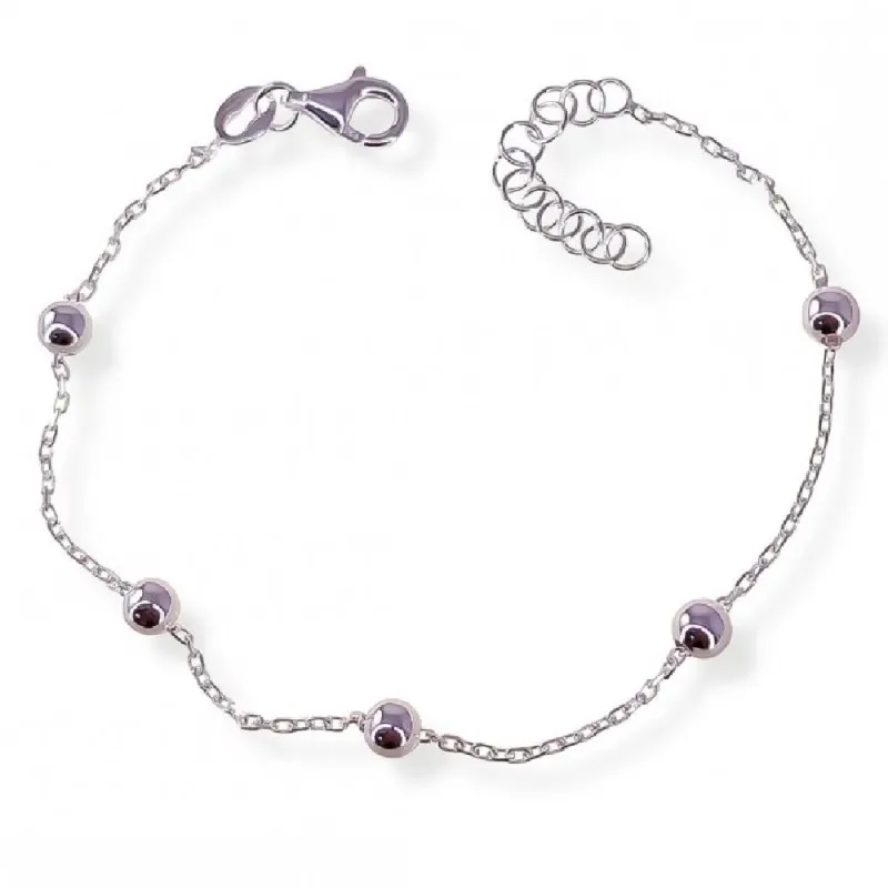 Pulsera plata Ley 925m mujer 16.5 cm. cadena forzada detalle bolas 4